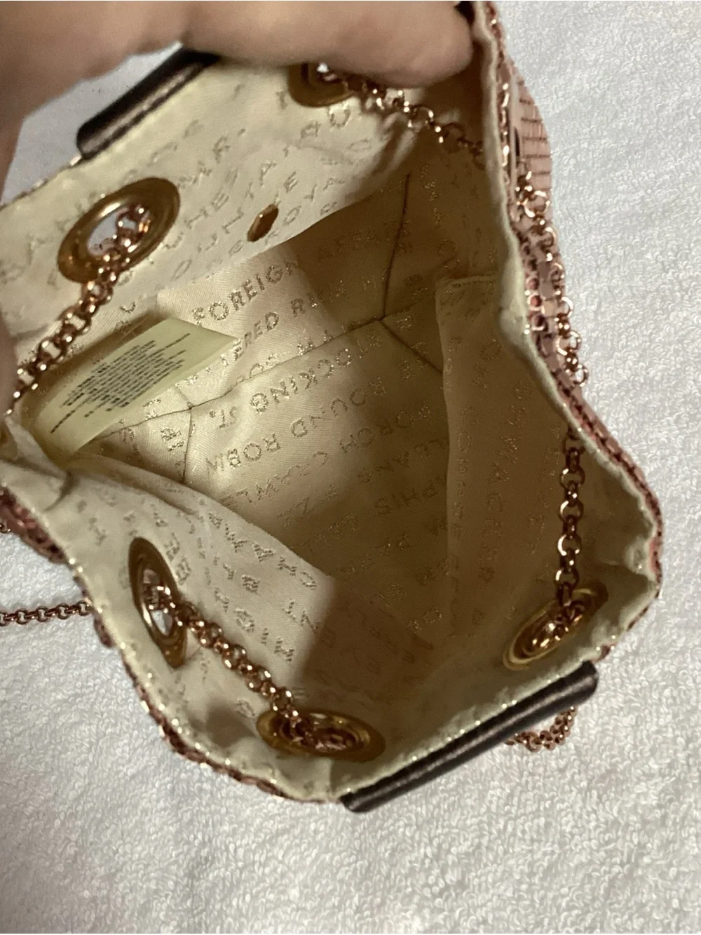 Kate Spade Evening Belle Night Owl Rose Gold Metallic Shoulder Bag